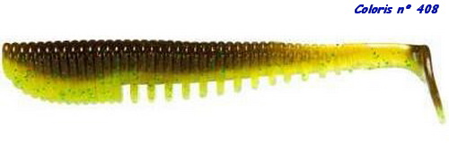 AWARUNA SHAD 4.0 inch (Coloris 408 - Green Pumpkin Chartfire)