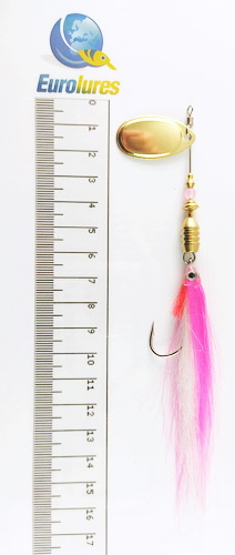 EUROLURES "SAMARA" modèle MK2 "STREAMER" PINK & WHITE FRENCH BLADE GOLD N°3